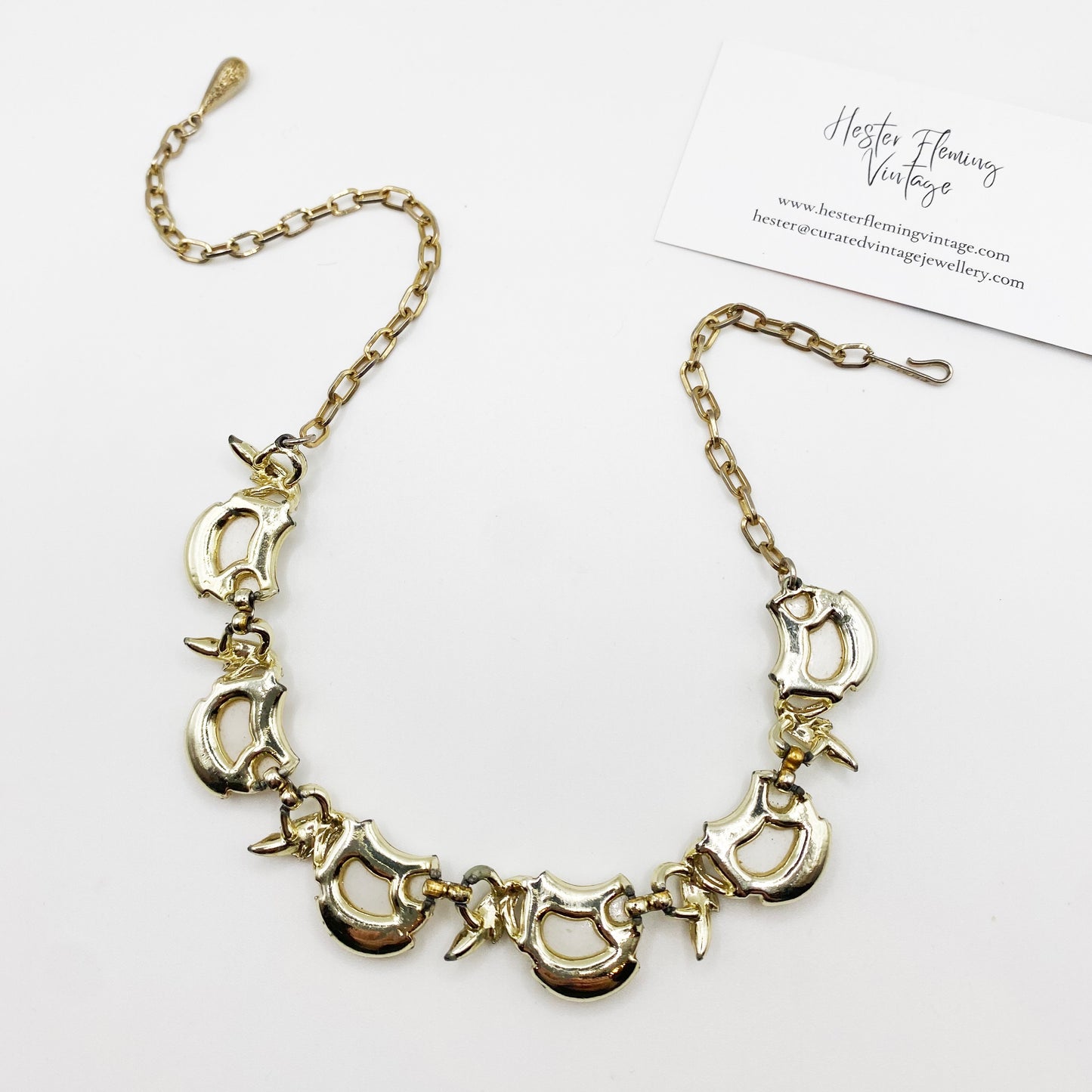 1940s Coro Necklace, back view on white background.