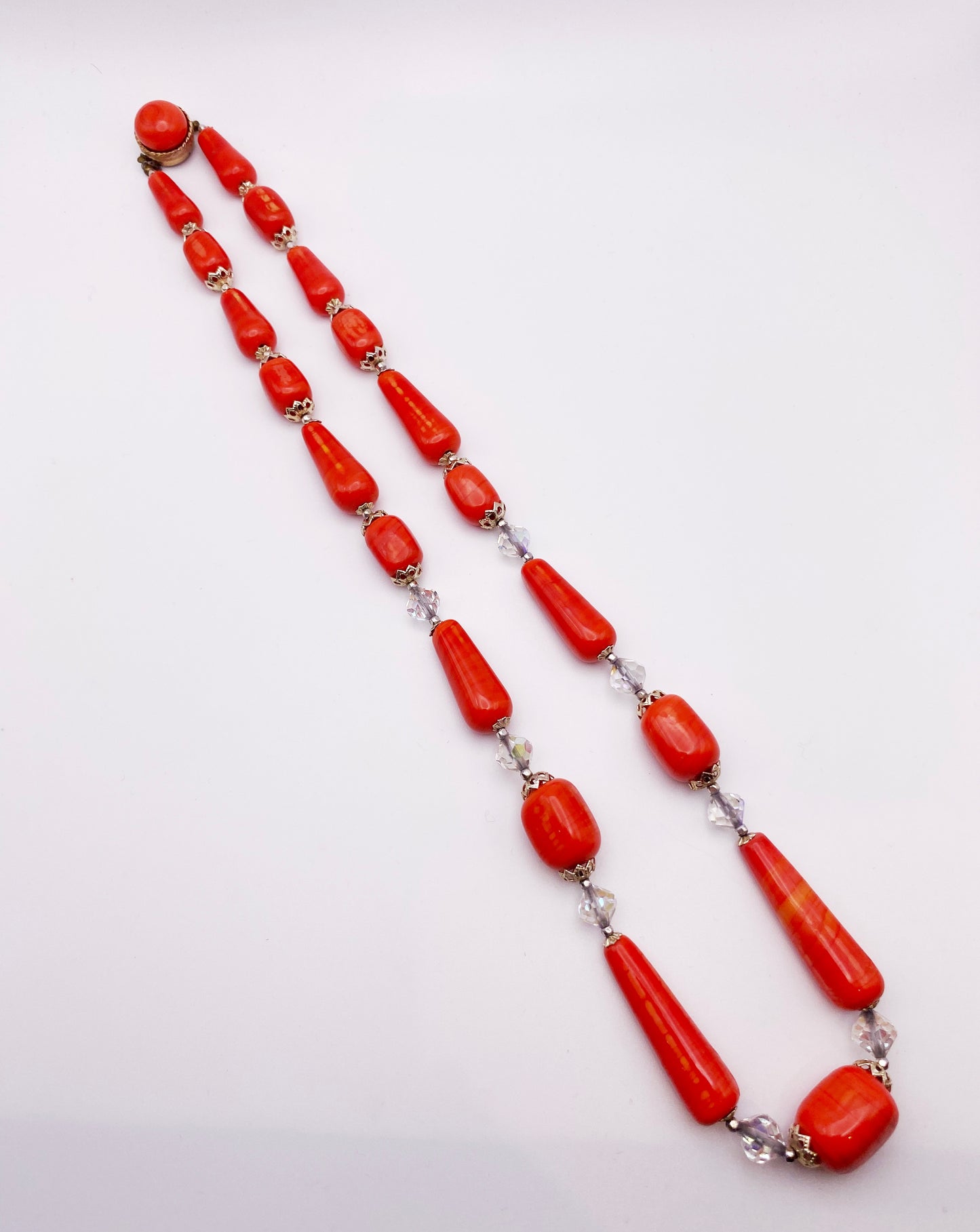 Vintage Czech Satin Glass Bead Necklace