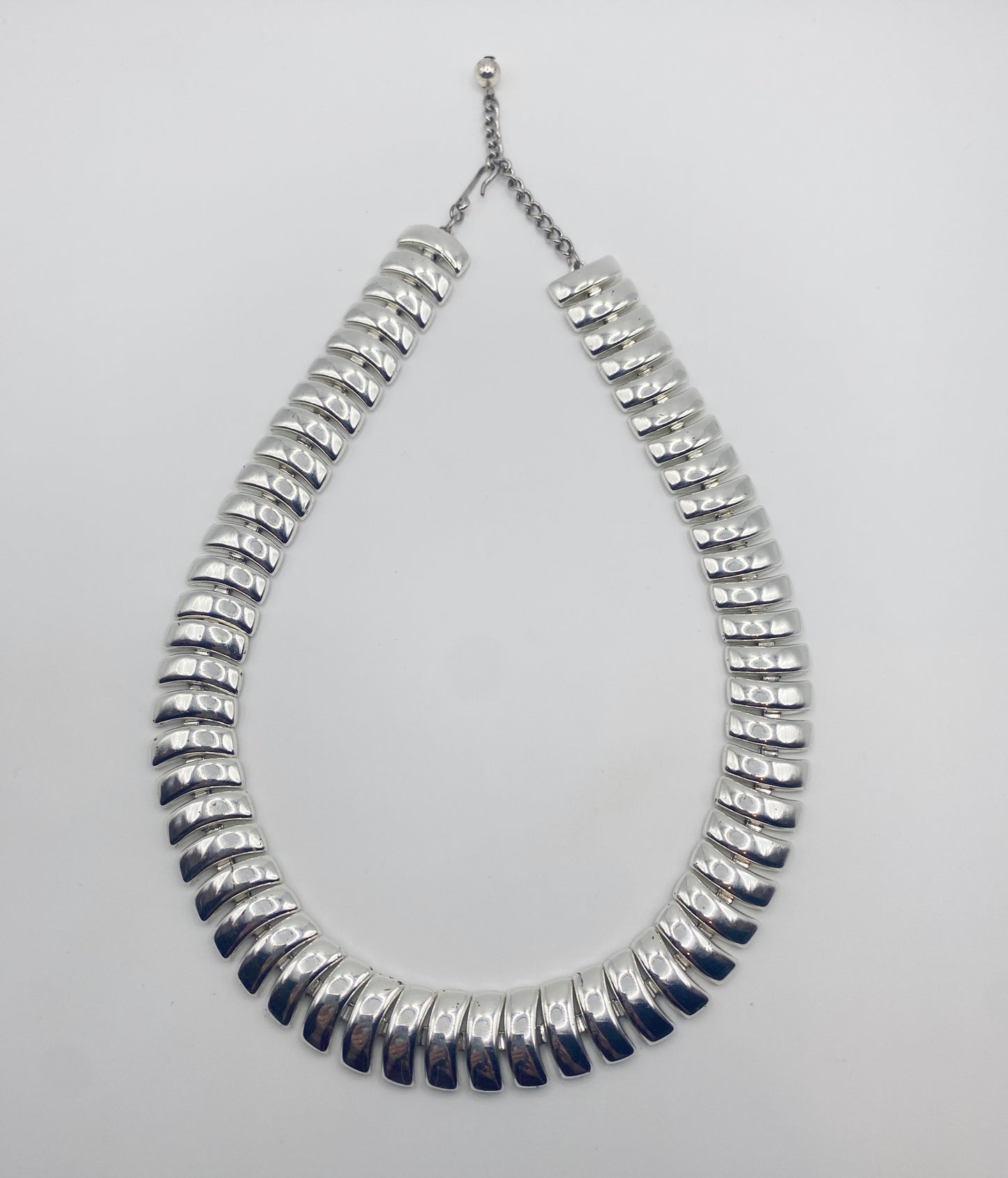 970s vintage Napier necklace laid flat to show length and adjustable chain.