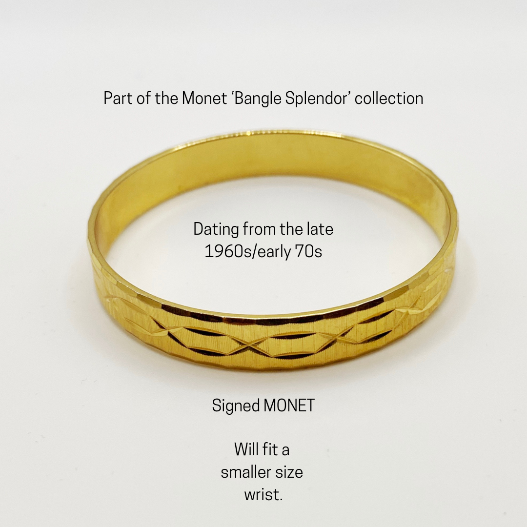 Vintage 1970s Monet ‘Splendor’ Gilt Bangle | Designer Statement Piece