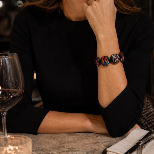 Style Shot of Vintage 1970s French Bead Bracelet