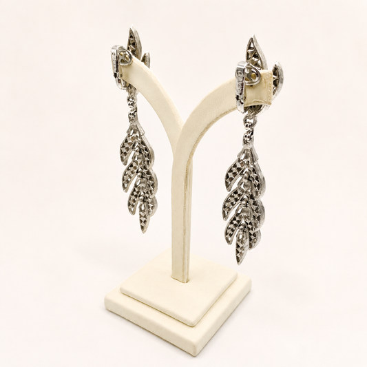 Clip on fitting, 1950s Trifari drop earrings.