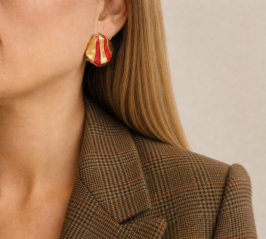 1970s · Trifari · Red Enamel Clip Earrings