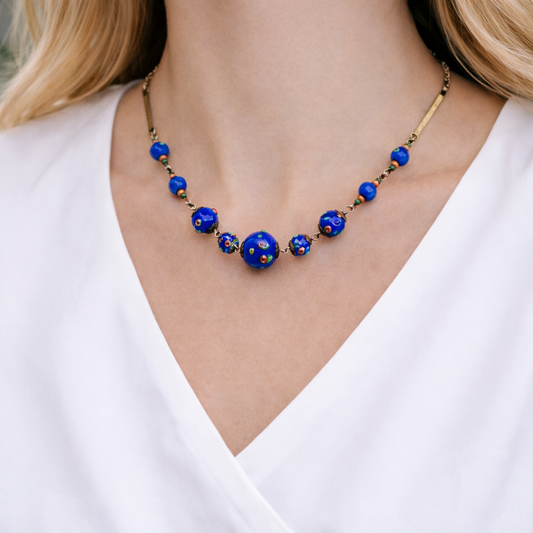 Vintage · 1930s · Czech Bead Rolled Gold Necklace