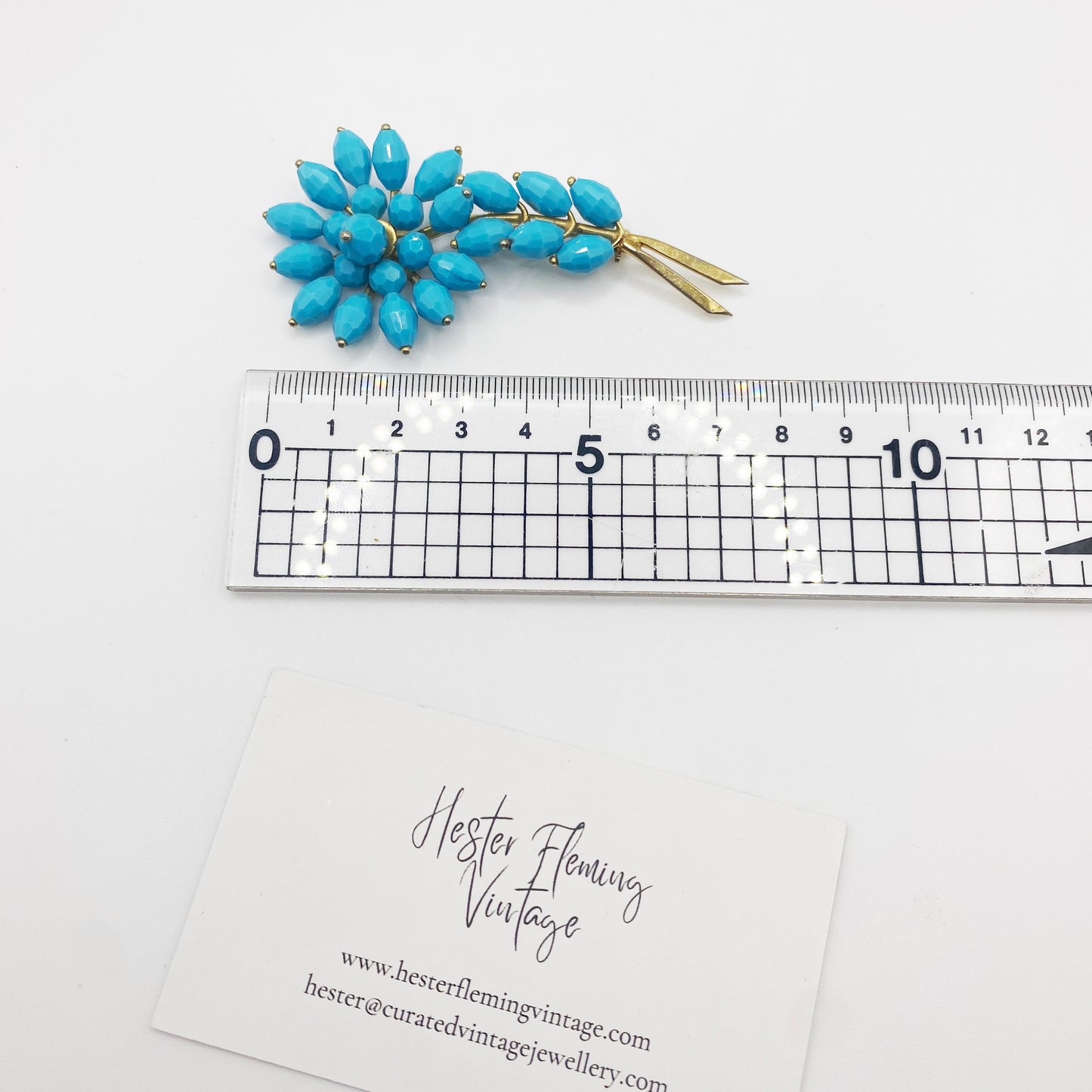 1960s Turquoise Vintage Flower Brooch – A Retro Statement Pin