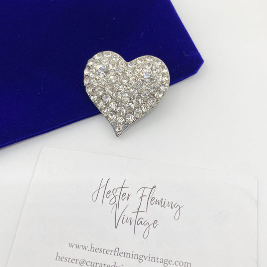 Vintage · 1990s · Swarovski Crystal Heart Brooch