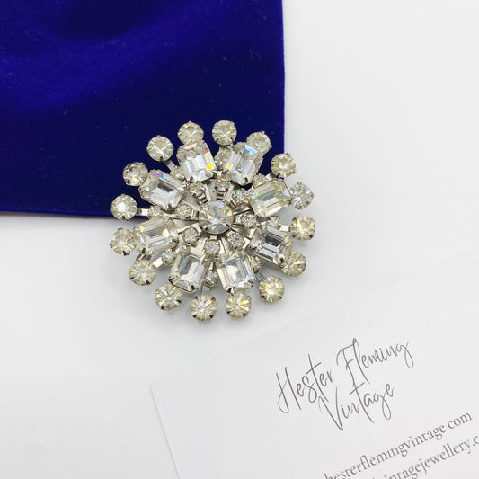 Vintage · Mid-Century · Austrian Crystal Snowflake Brooch