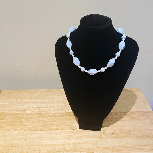 Vintage · 1950s · Powder Blue Glass Bead Necklace