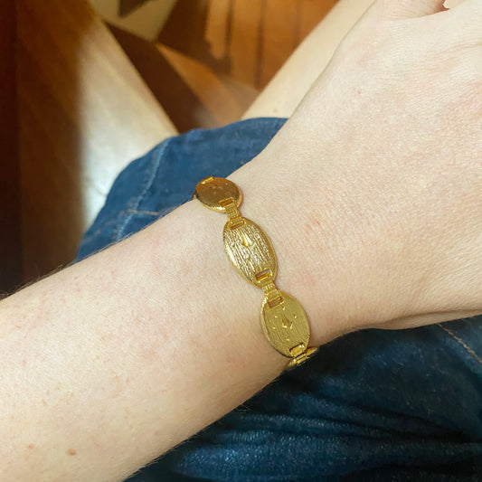 Vintage 90s 22kt Gold Plated Bracelet | Retro Statement Jewellery
