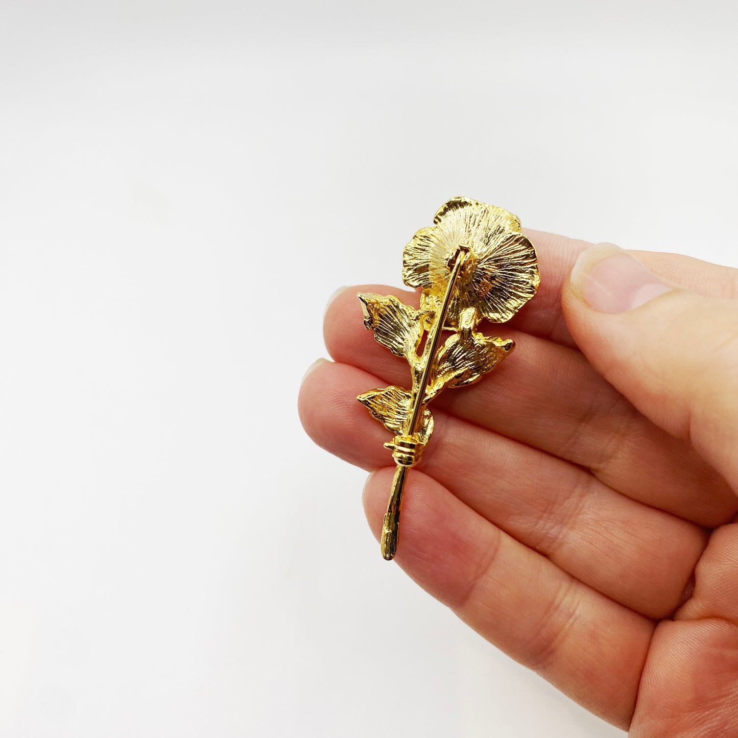 1990s Gold-Plated Rose Brooch | Vintage Deadstock Jewelry