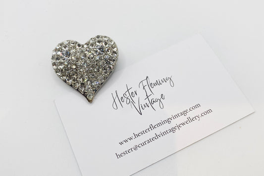 Vintage · 1990s · Swarovski Crystal Heart Brooch