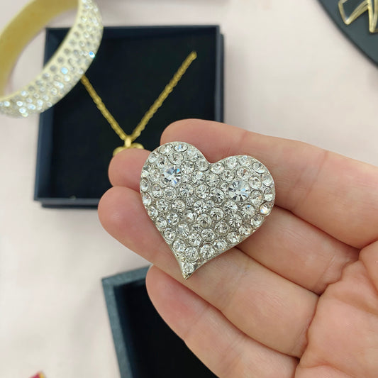 Vintage · 1990s · Swarovski Crystal Heart Brooch