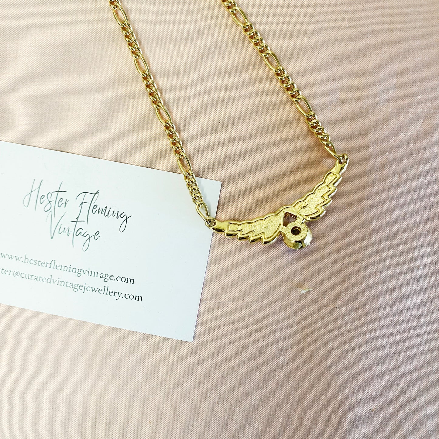 Vintage Gold Wonder Wings Necklace | 1980s Statement Jewellery