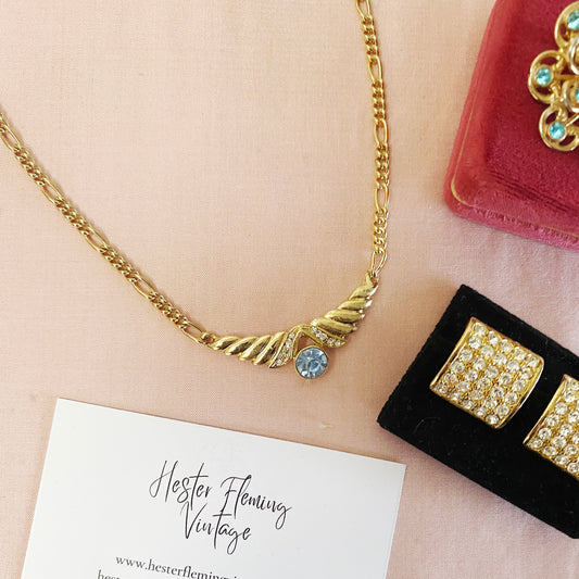 Vintage Gold Wonder Wings Necklace | 1980s Statement Jewellery