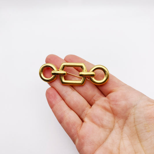 Monet · 1980s · Gilt Geometric Brooch