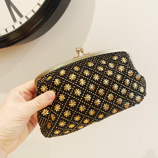 Vintage 80s Purse | Textured Design with Brass Studs