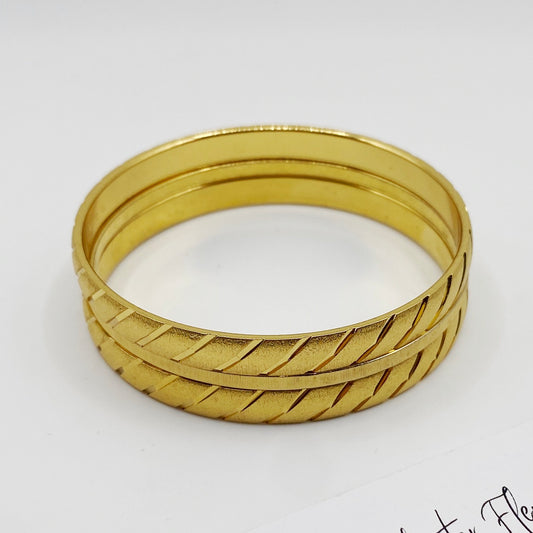 Vintage Monet Gold Bangle Set | Trio of 1970s Collectible Bracelets