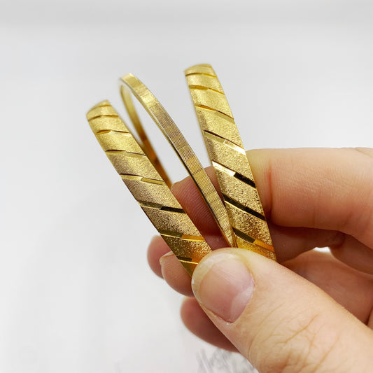 Vintage Monet Gold Bangle Set | Trio of 1970s Collectible Bracelets