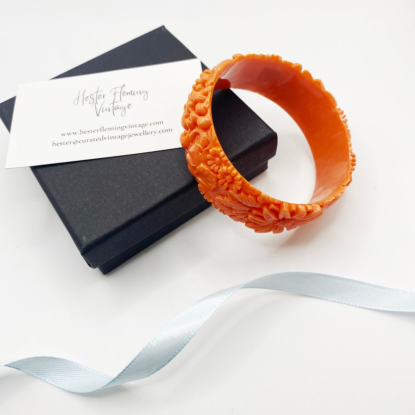 Pretty Vintage Coral Celluloid Japanese Bangle