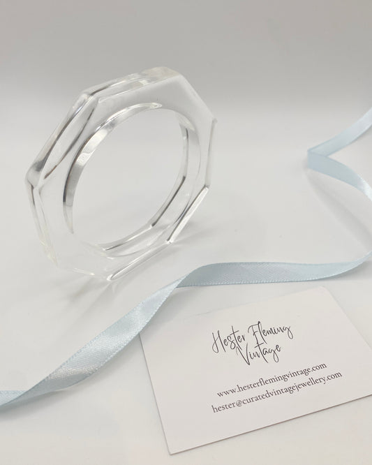 1970s Clear Lucite Hexagon Bangle