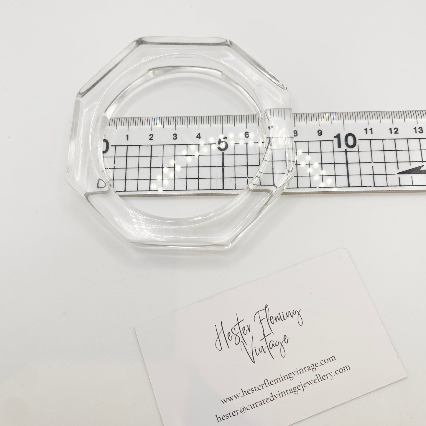 1970s Clear Lucite Hexagon Bangle