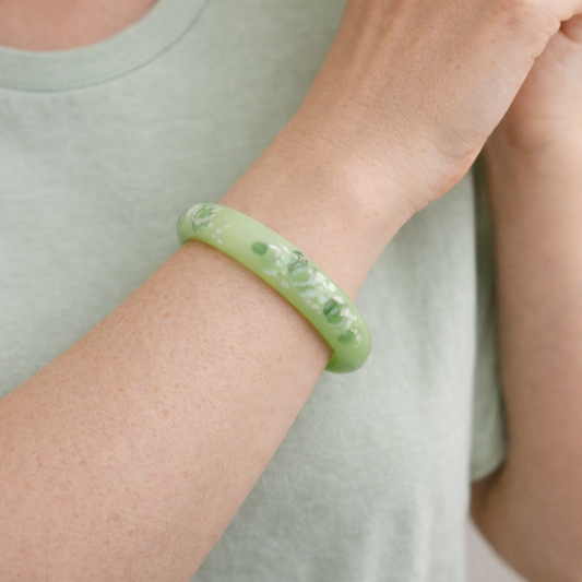 Vintage · 1980s · Green Pastel Polymer Clay Bangle