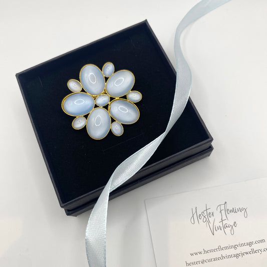 90s Vintage Moonglow Crystal Brooch | Classic Retro Style