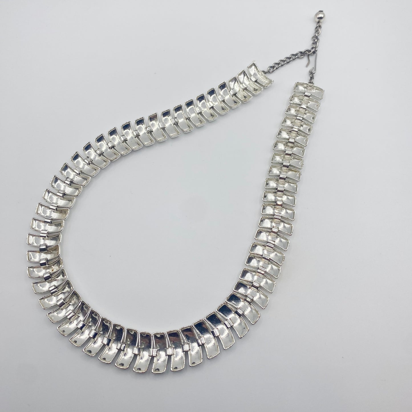 Close back view of Napier silvertone statement collar.