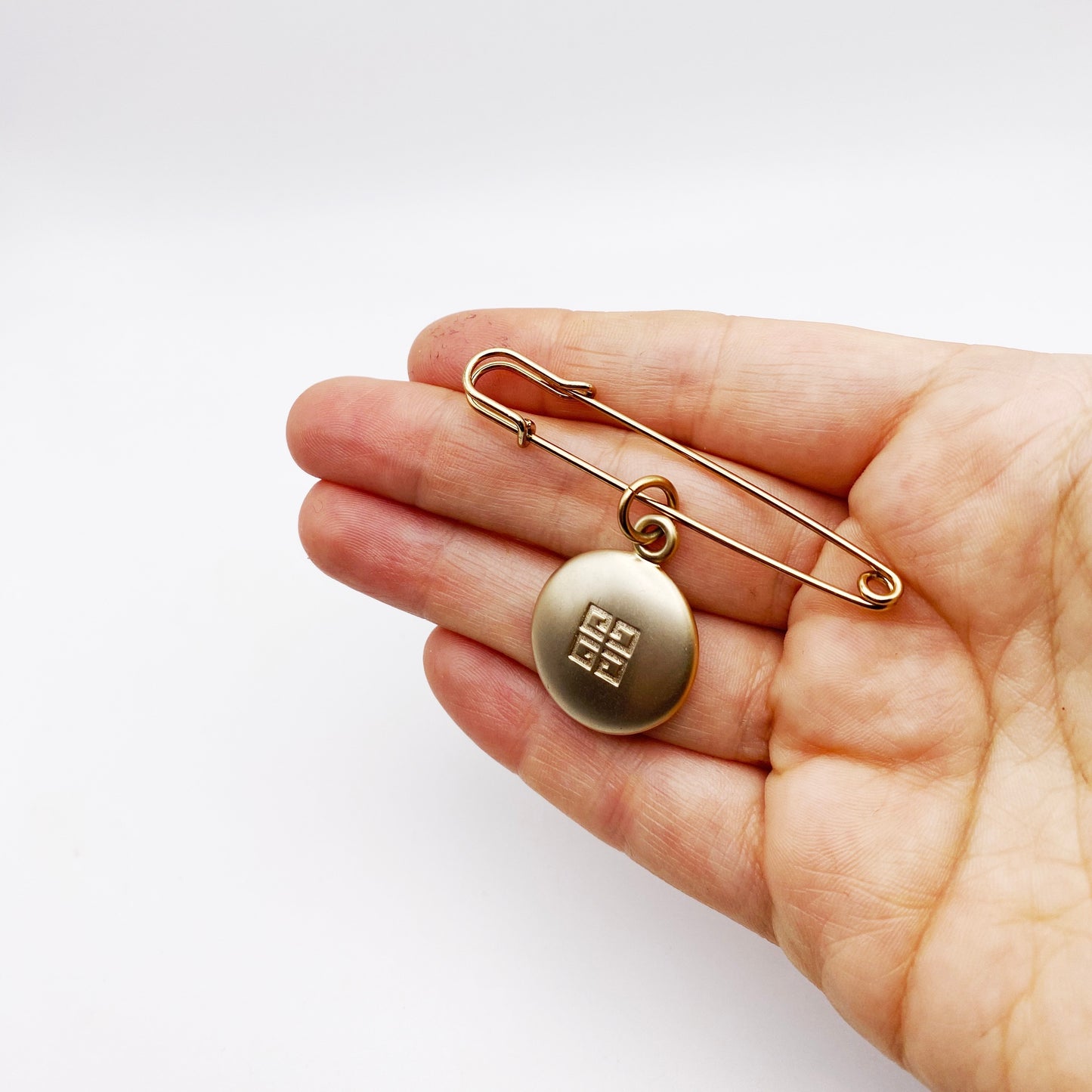 Authentic Vintage Givenchy Brooch | Safety Pin with Locket Charm Design