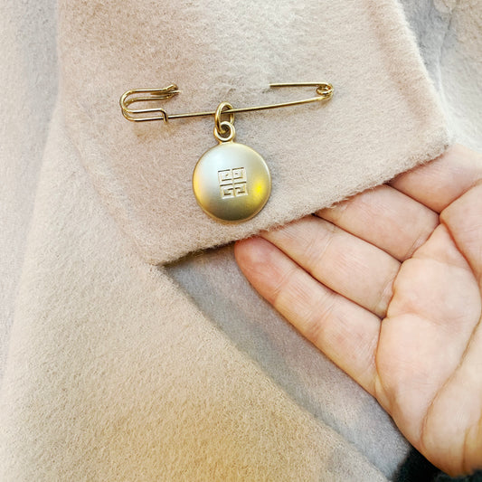 Authentic Vintage Givenchy Brooch | Safety Pin with Locket Charm Design