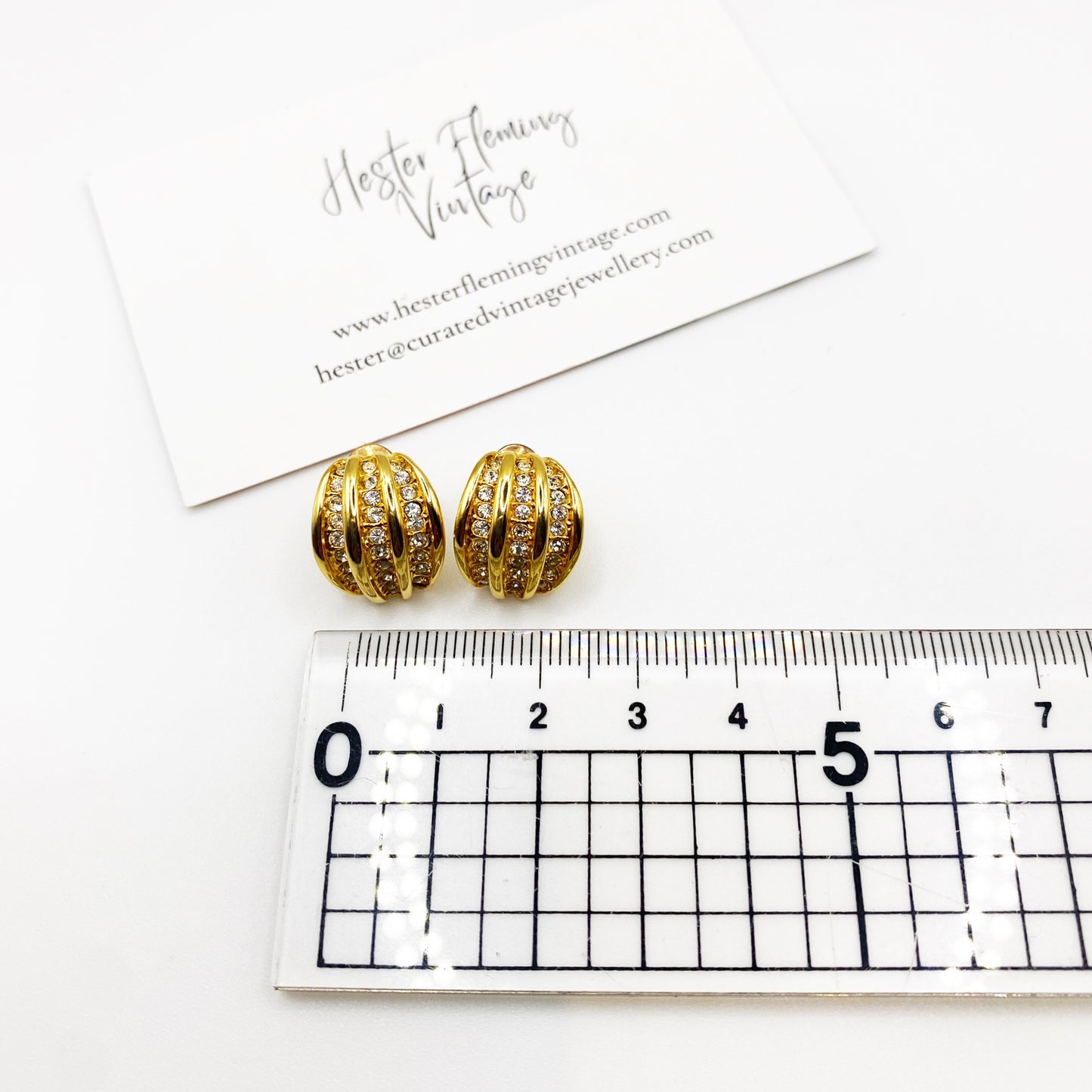 Vintage Oroton Pave Crystal Earrings | 1990s Gold Designer Sparkle