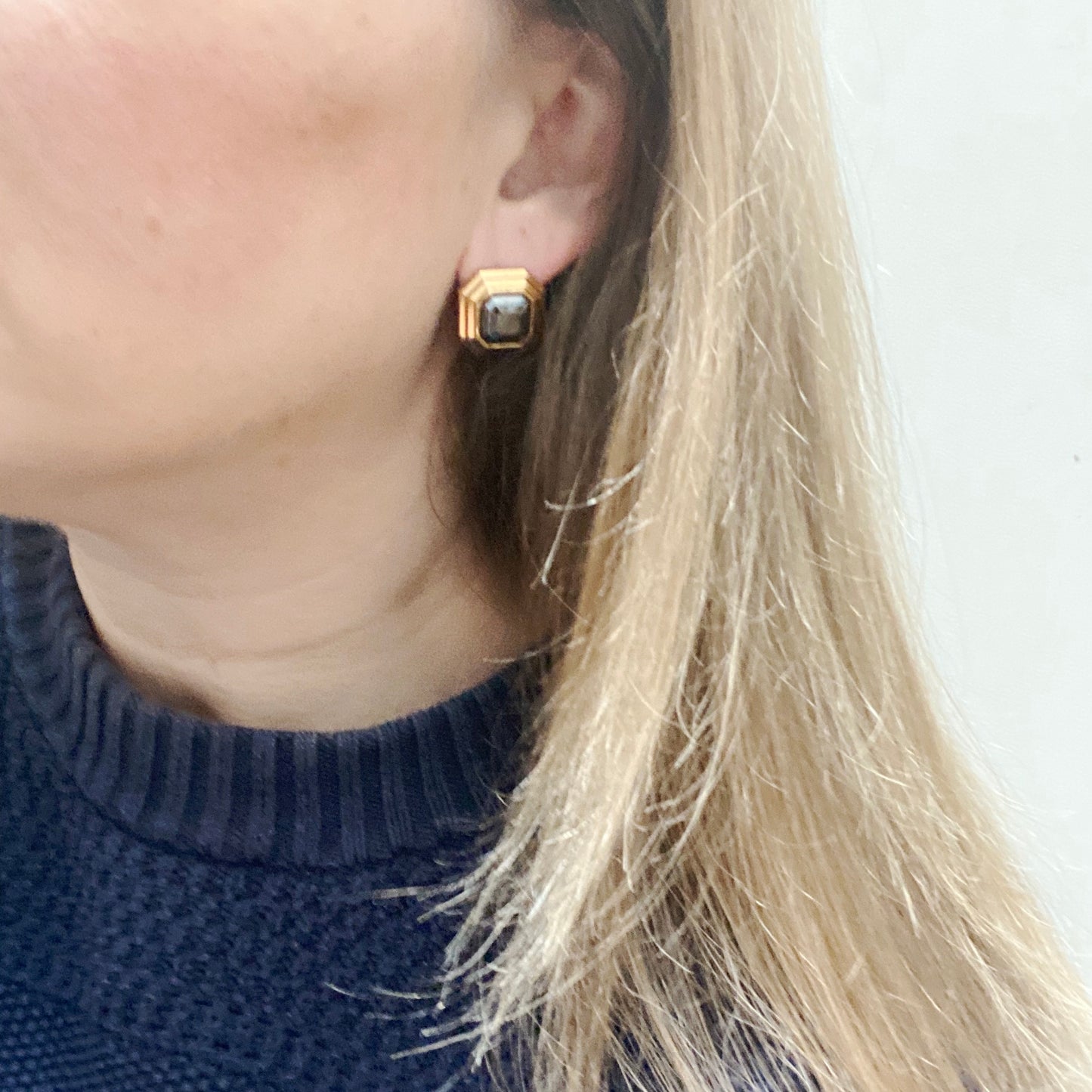 Vintage Lanvin Hematite Earrings | 1980s French Designer Jewellery
