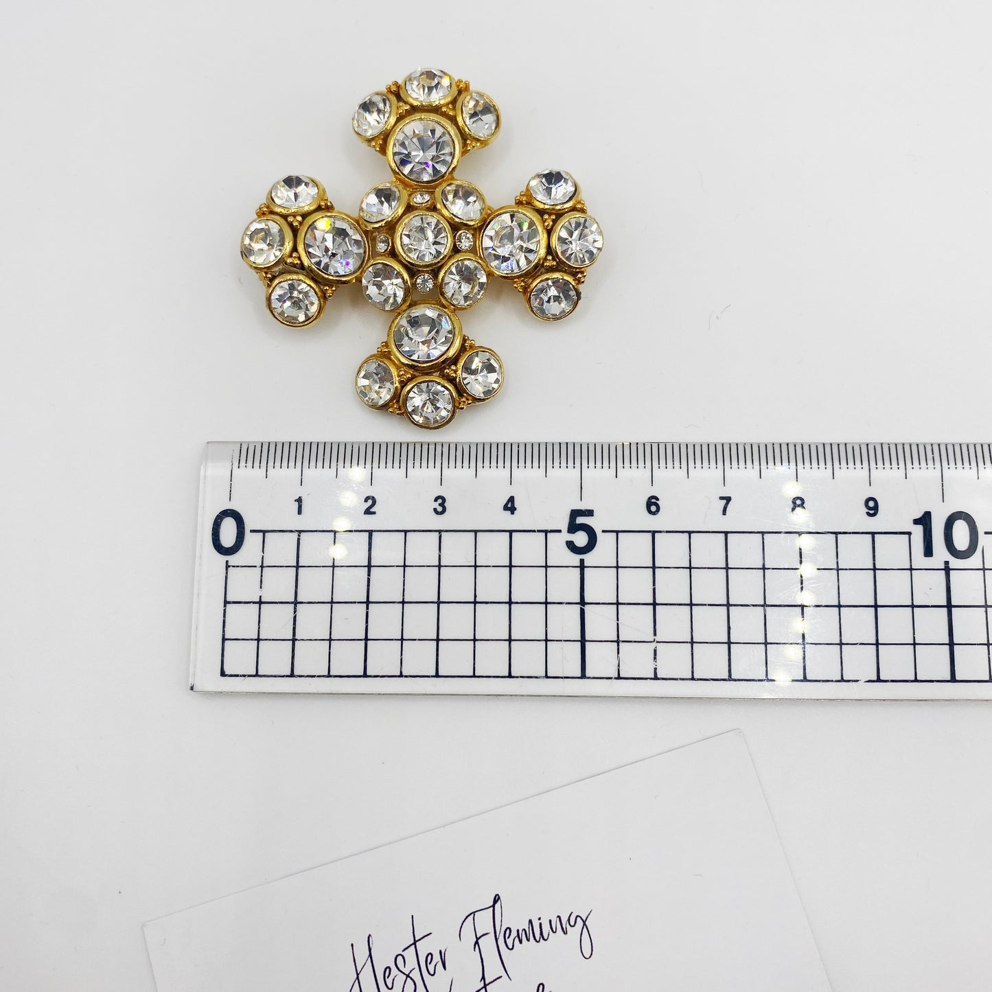 Vintage Maltese Cross brooch measurement.