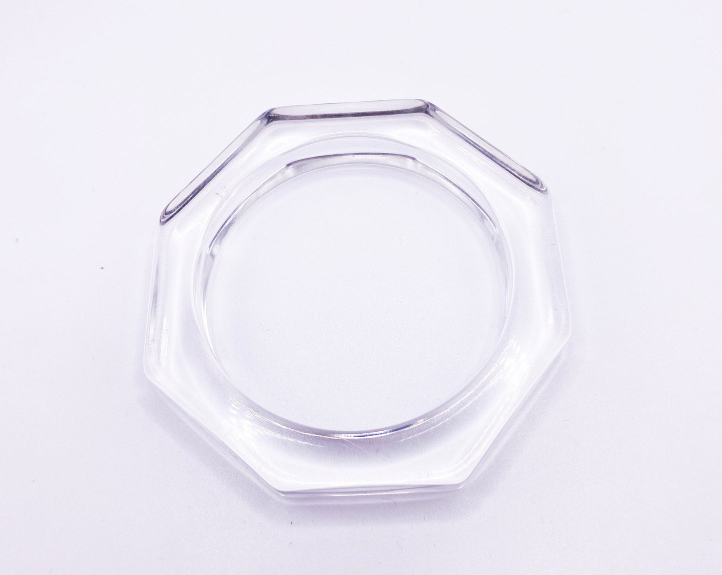 1970s Clear Lucite Hexagon Bangle