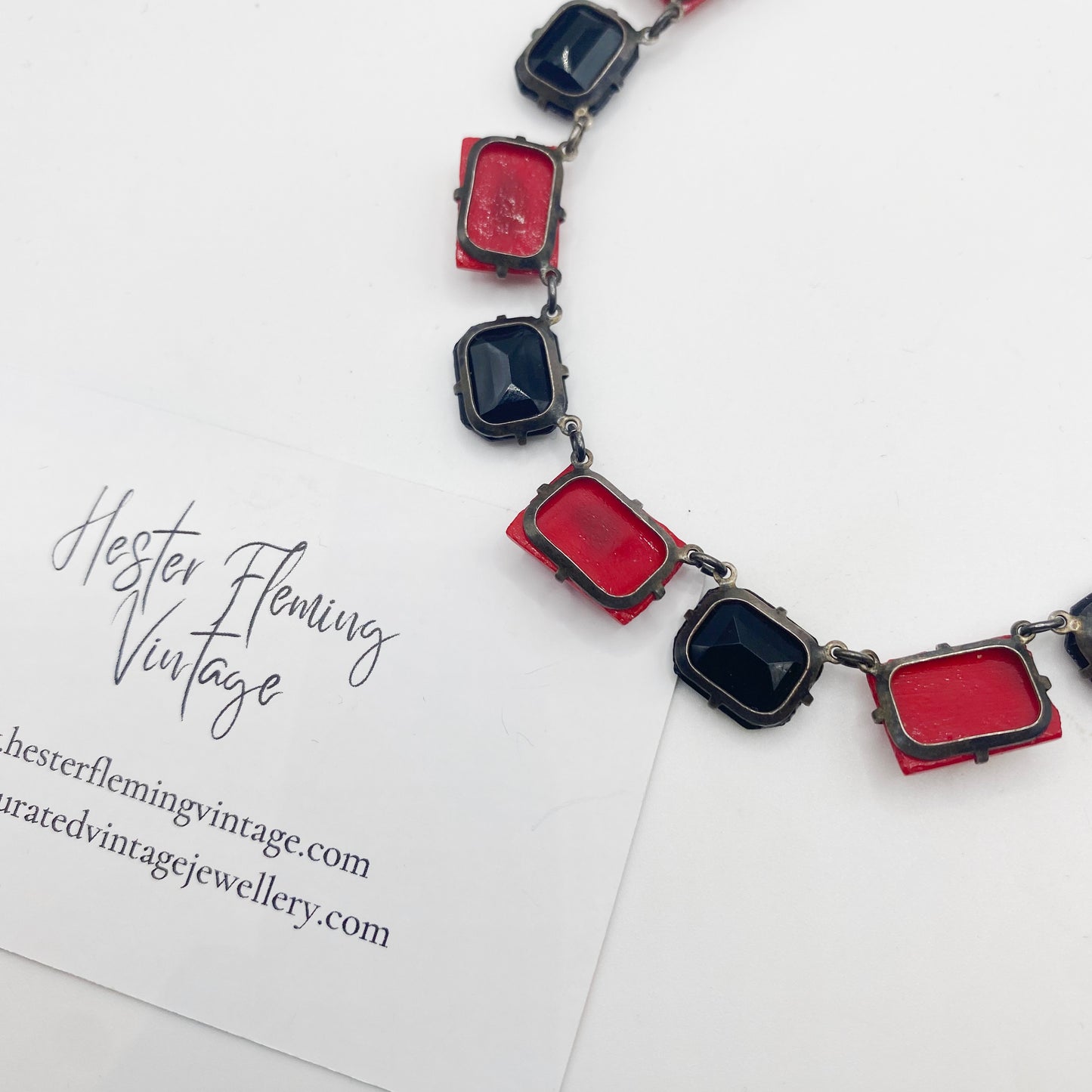 reverse detail of 1930s Czech Art Deco glass necklace