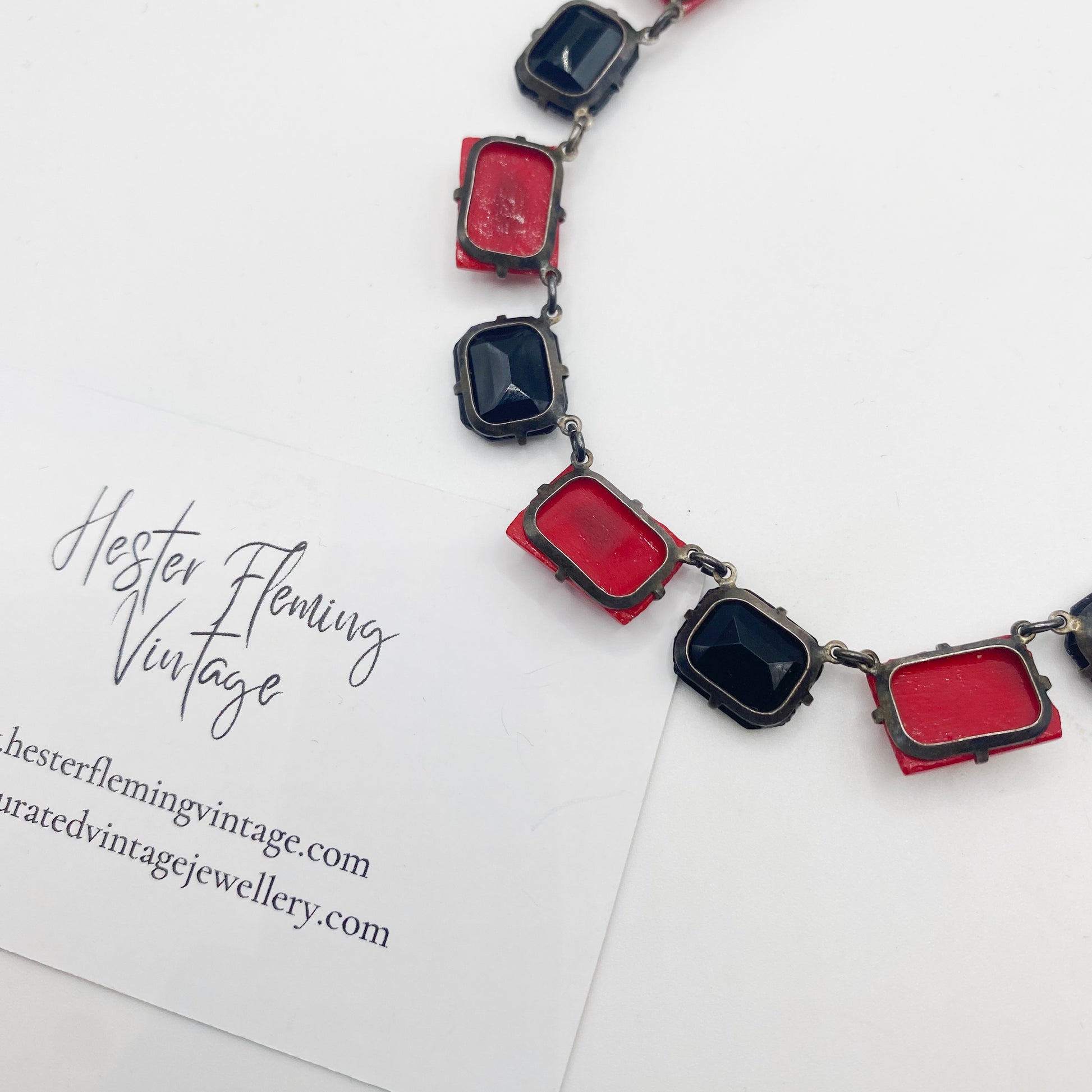 reverse detail of 1930s Czech Art Deco glass necklace