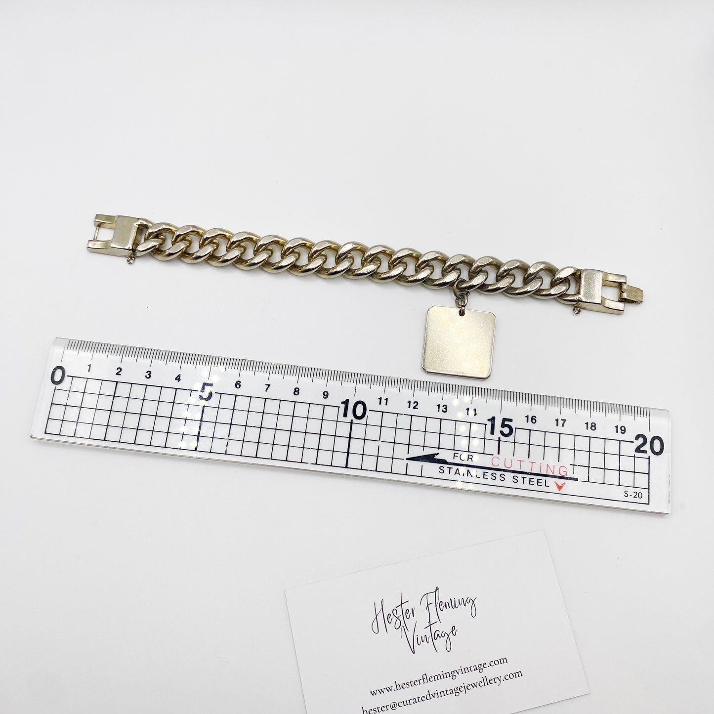 Measurement of 1940s Monet Silver Link Charm Bracelet