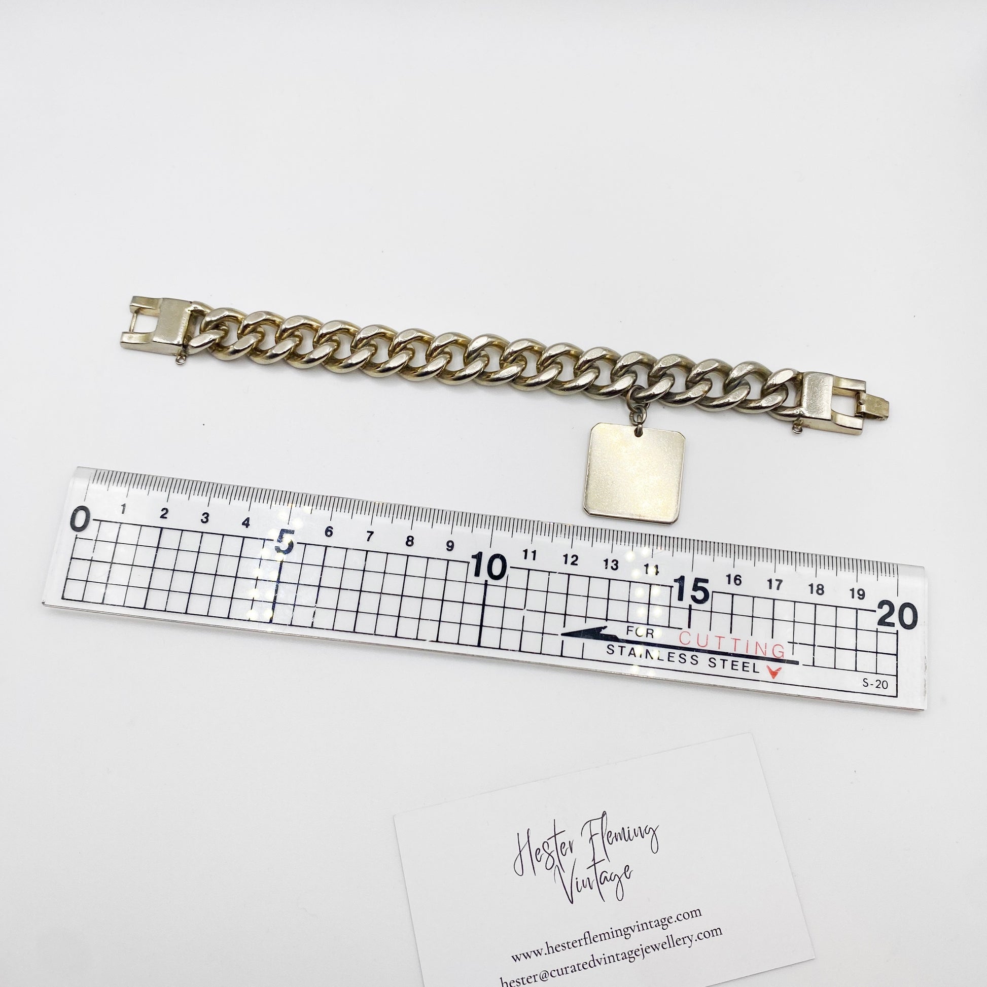 Measurement of 1940s Monet Silver Link Charm Bracelet