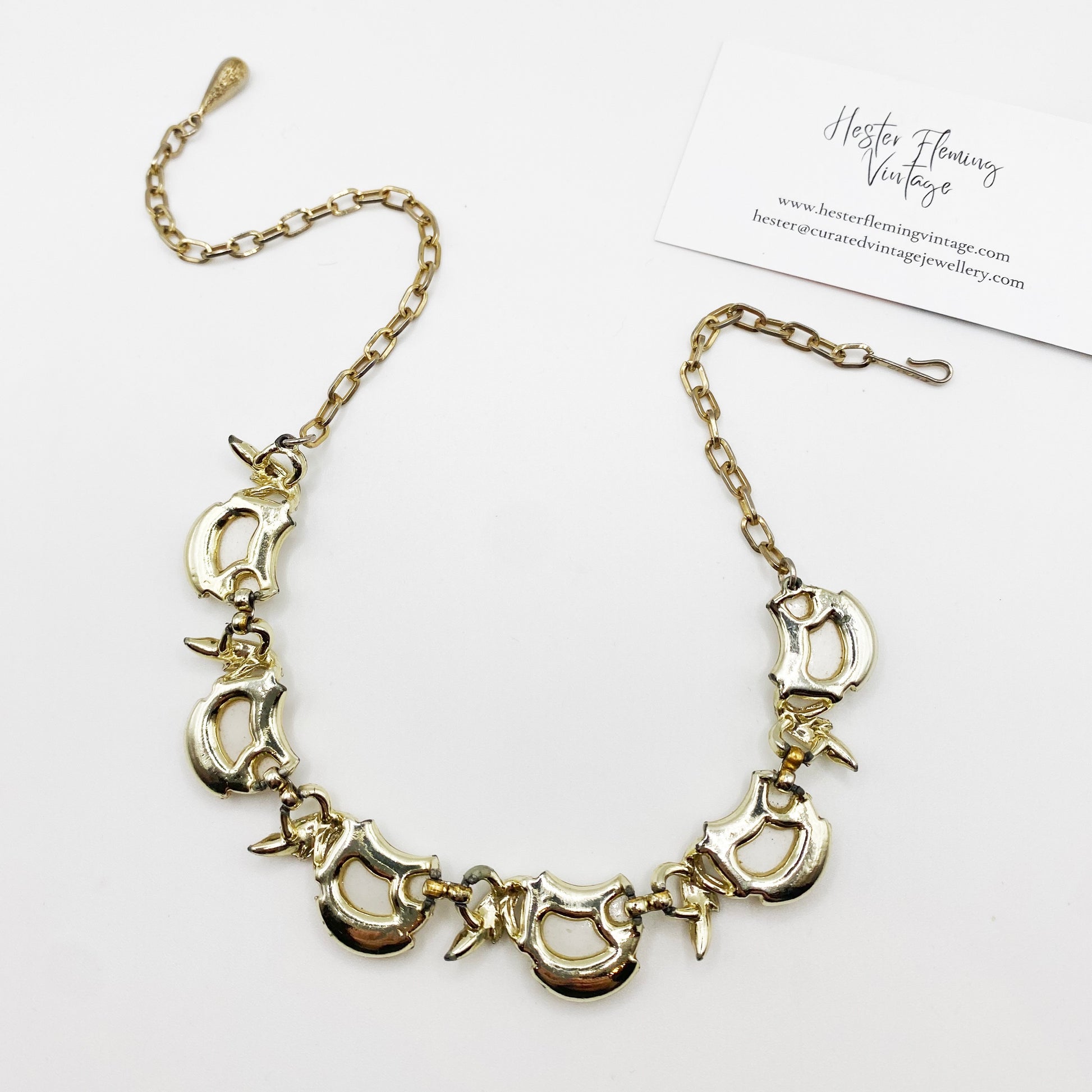 1940s Coro Necklace, back view on white background.