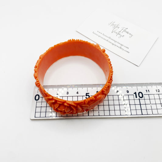 Wear Your Mood | Pretty Vintage Coral Early Plastic Japanese Bangle | Mid Century Collectible