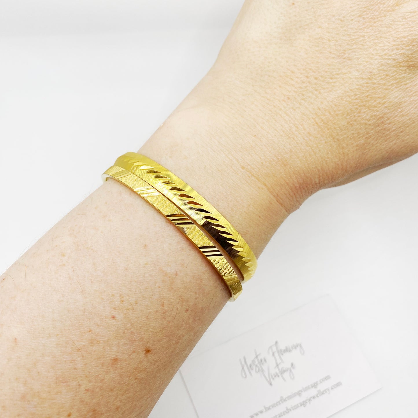 1960s vintage Monet bangle set in gold-plated finish, signed Monet M for medium wrist