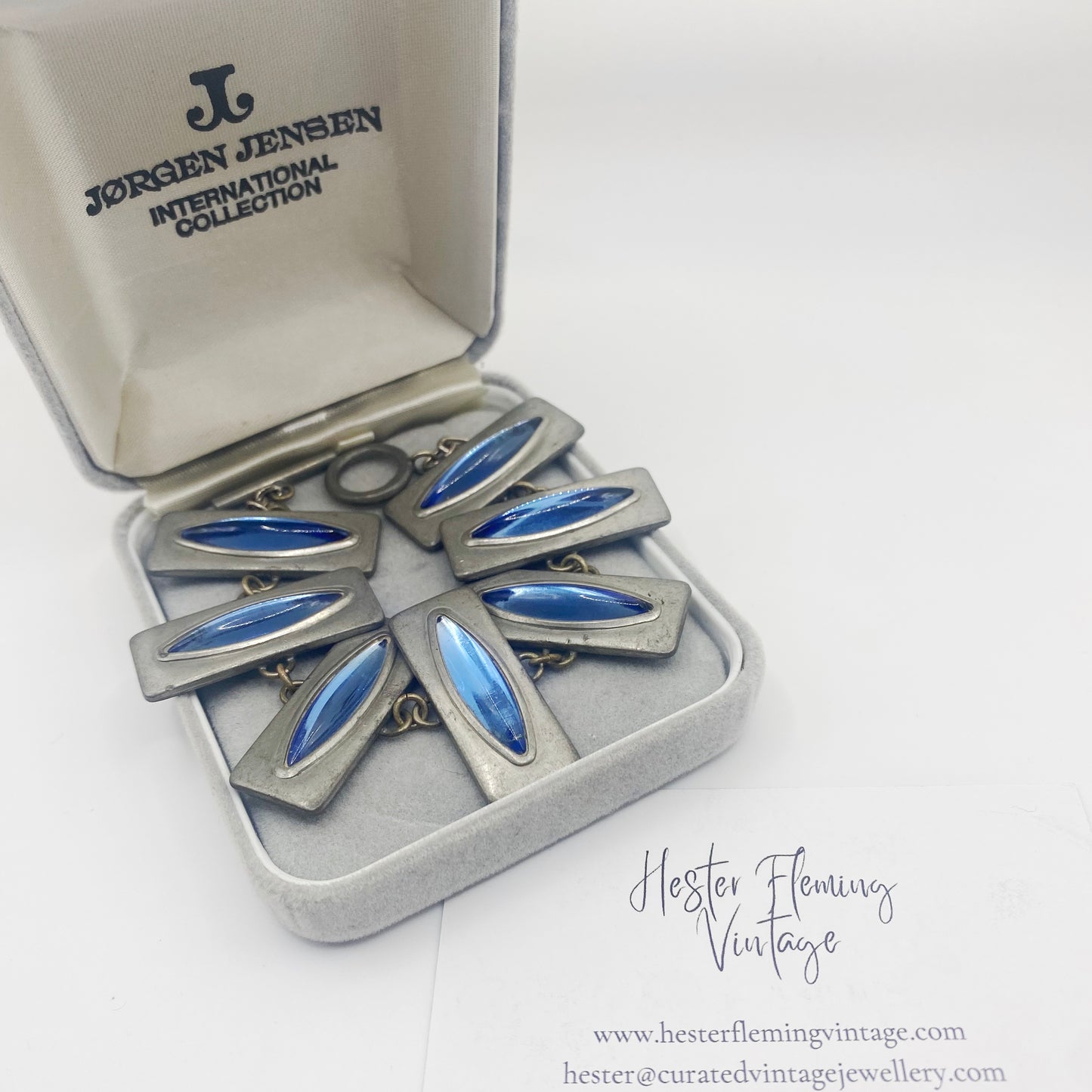 Original box for the 1960s Jorgen Jensen bracelet.