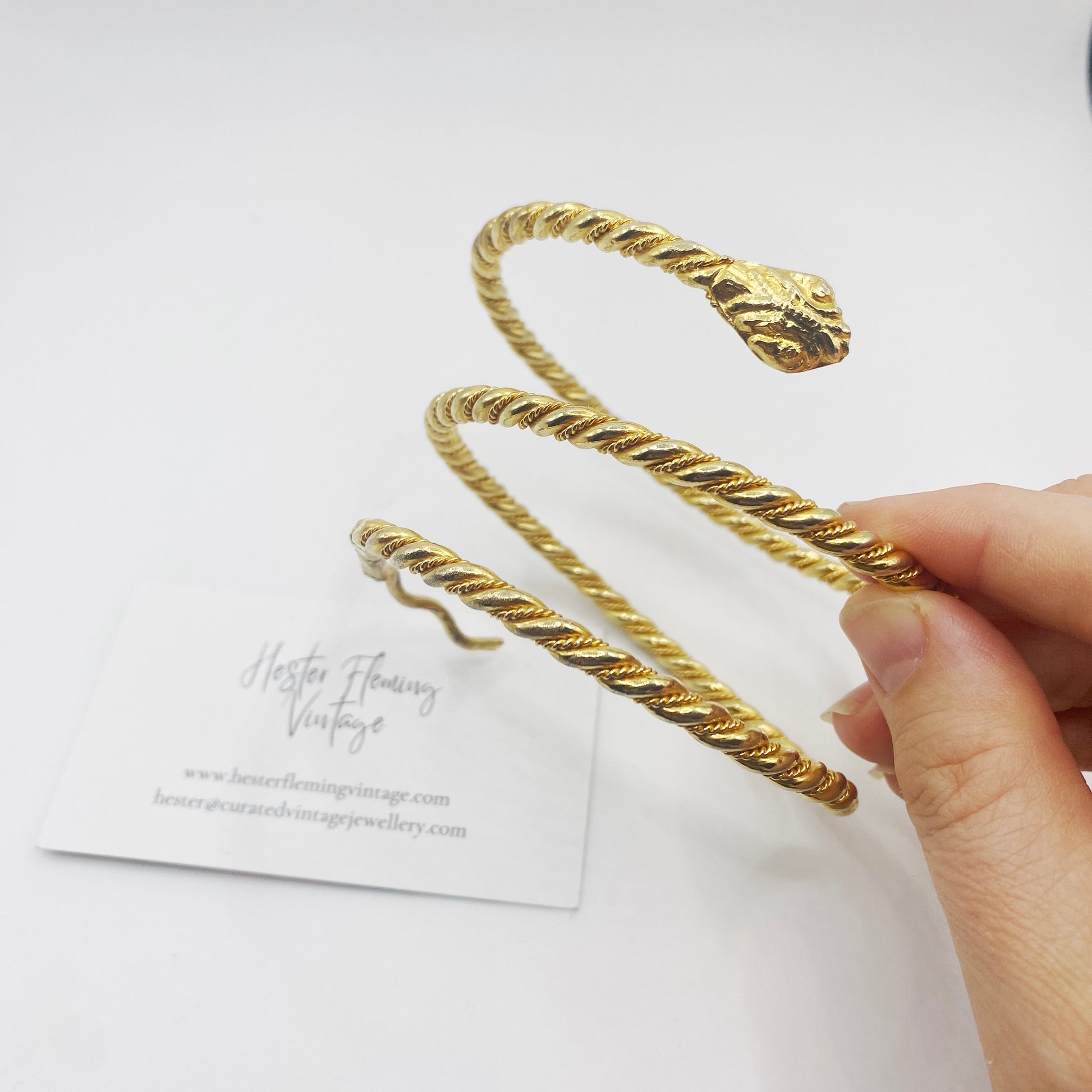 Retro 1970s gold-plated coiled snake bangle
