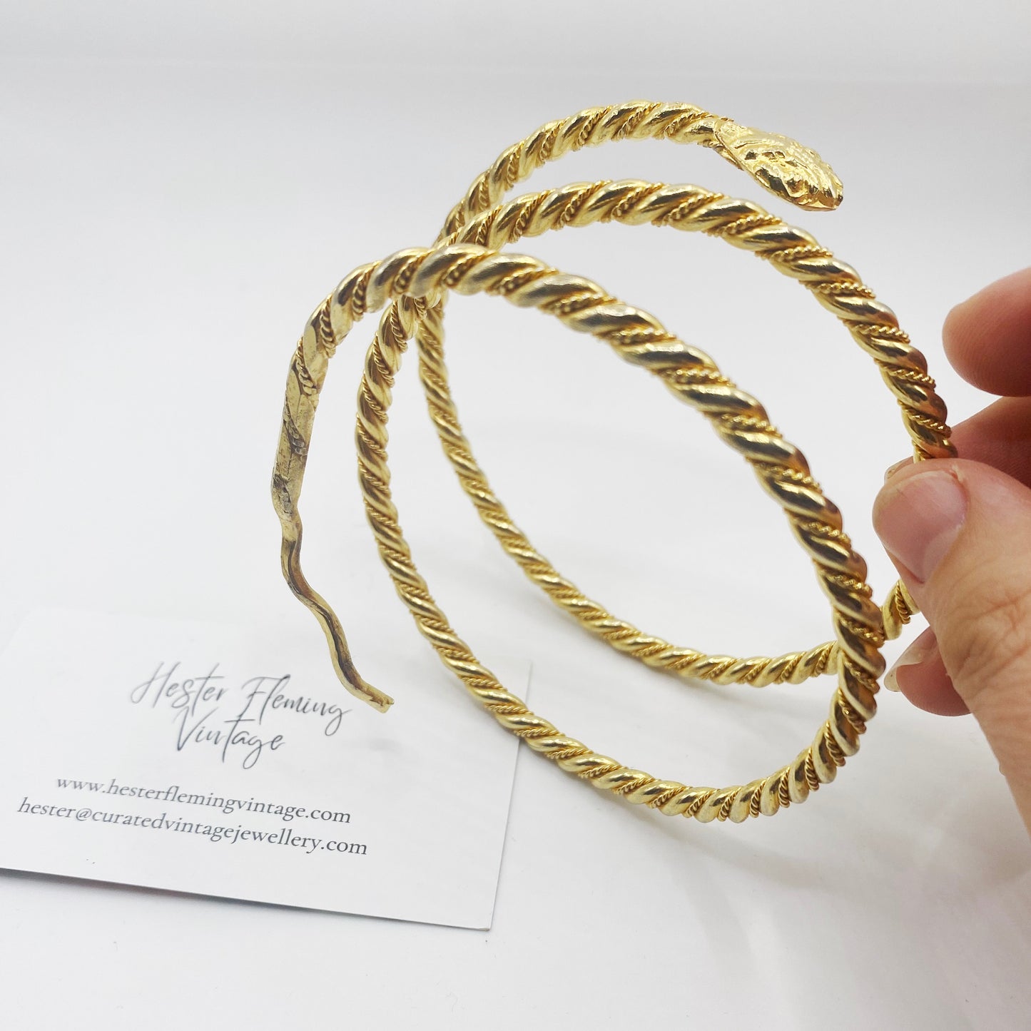 vintage 1970s coiled snake gold bangle