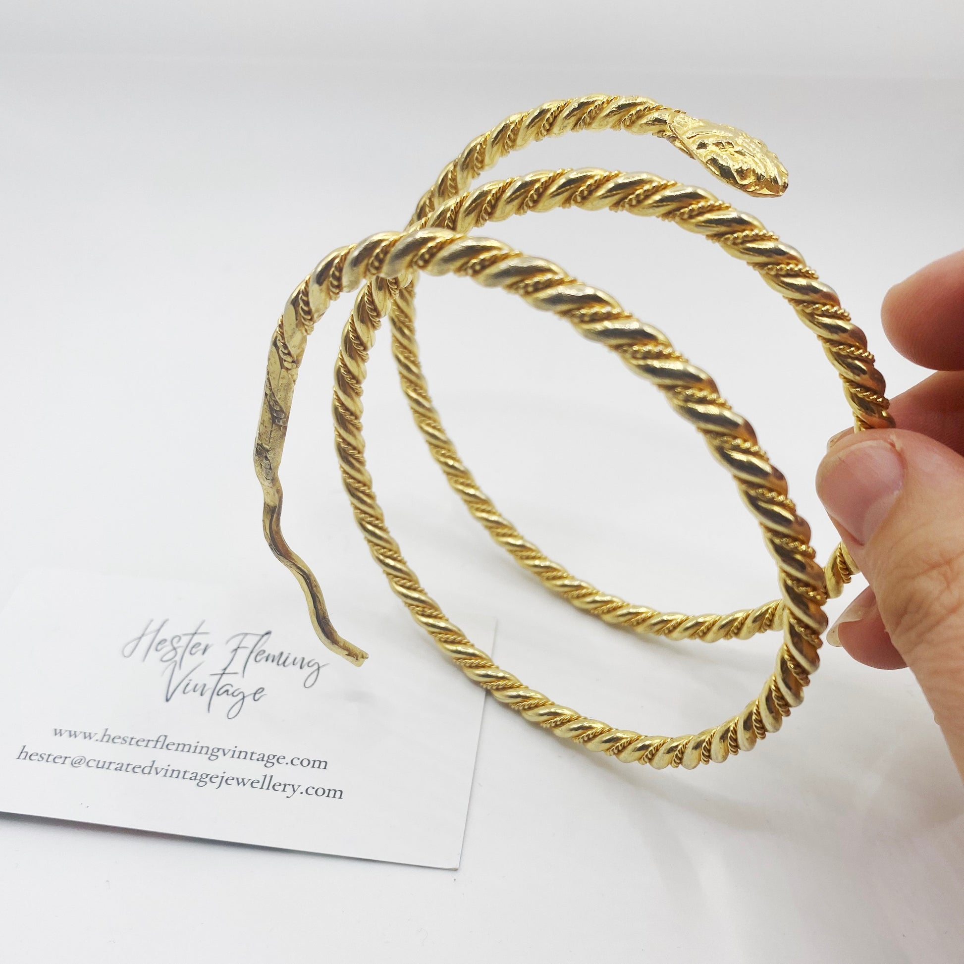 vintage 1970s coiled snake gold bangle