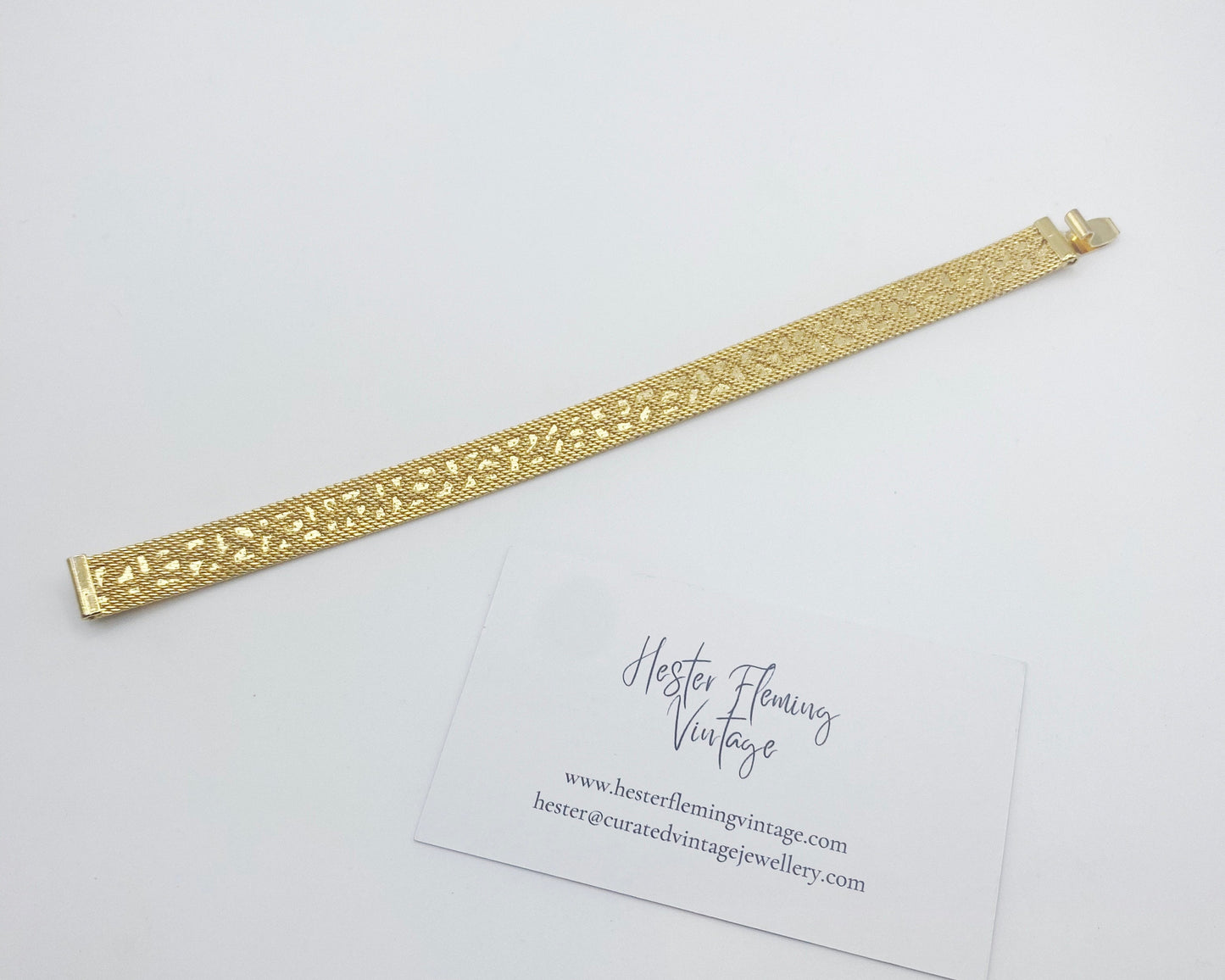 1970s vintage gold-plated bracelet from London deadstock, unworn, 18cm long
