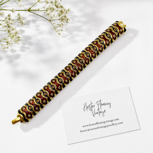 Vintage 1990s Joan Rivers Bracelet, flat lay. 