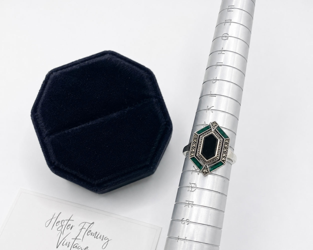 Ring placed on ring sizer, Size N