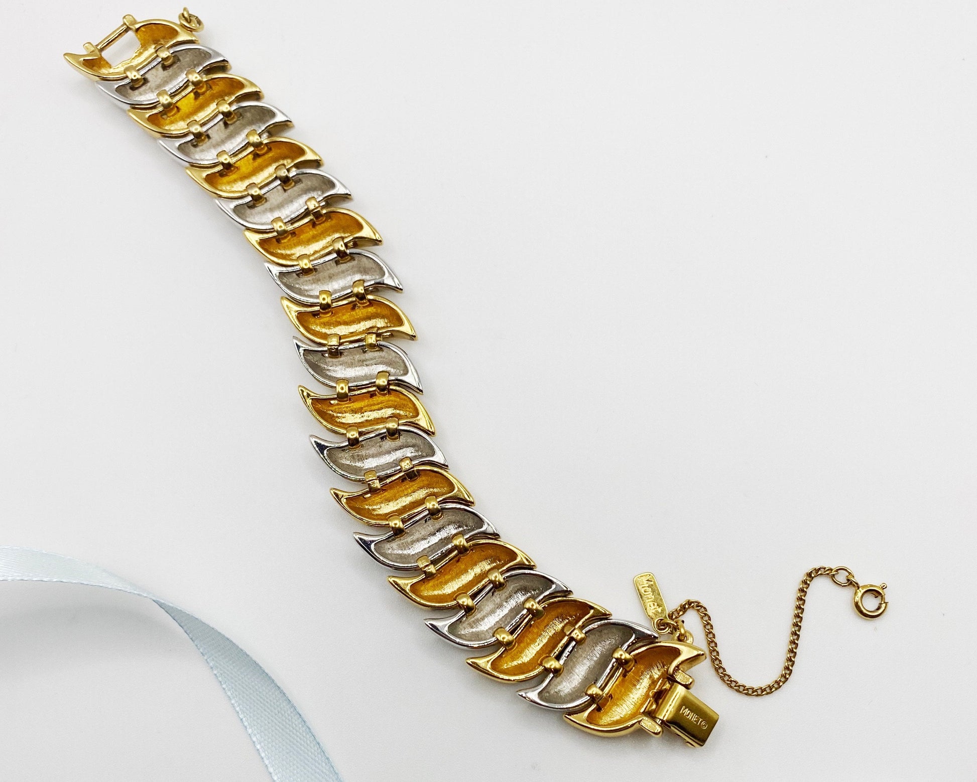Back view and signature of Monet 1970s Bracelet. 
