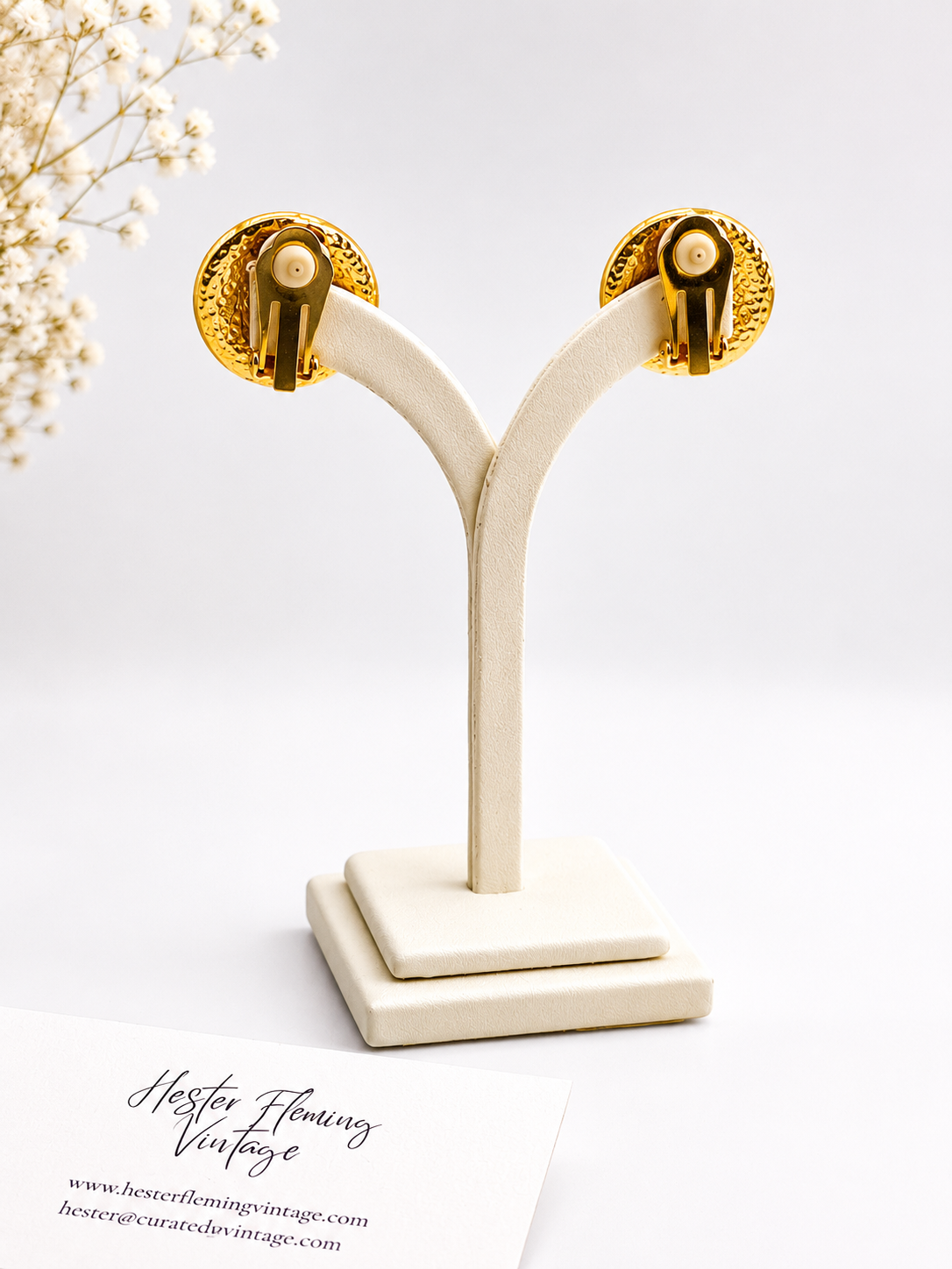 Back view of clip on fitting, 1980s Athena earrings. 